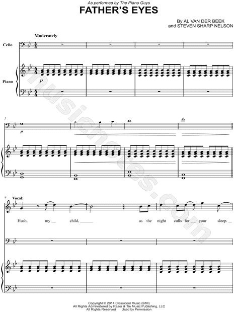 Collection: Father's Eyes - Piano, Voice & Cello
