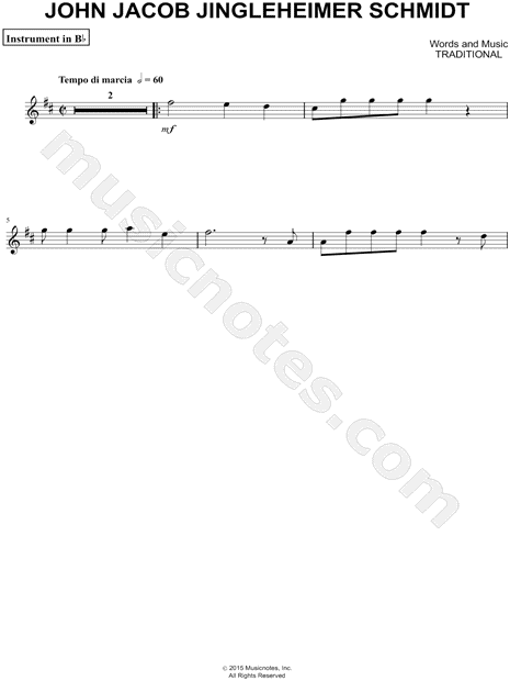 Collection: John Jacob Jingleheimer Schmidt - Bb Instrument & Piano
