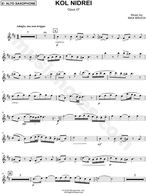 Collection: Kol Nidrei, Op. 47 - Alto Saxophone & Piano