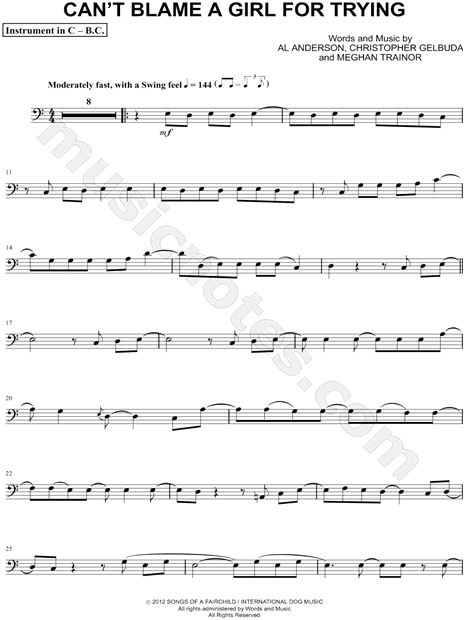 Collection: Can't Blame a Girl for Trying - Bass Clef Instrument & Piano