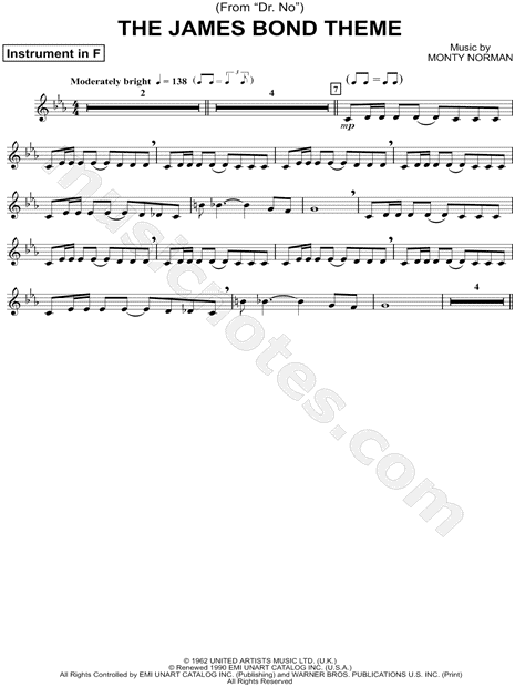 Collection: The James Bond Theme - F Instrument & Piano