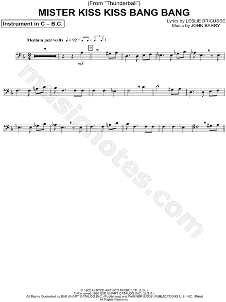 Collection: Mister Kiss Kiss Bang Bang - Bass Clef Instrument & Piano