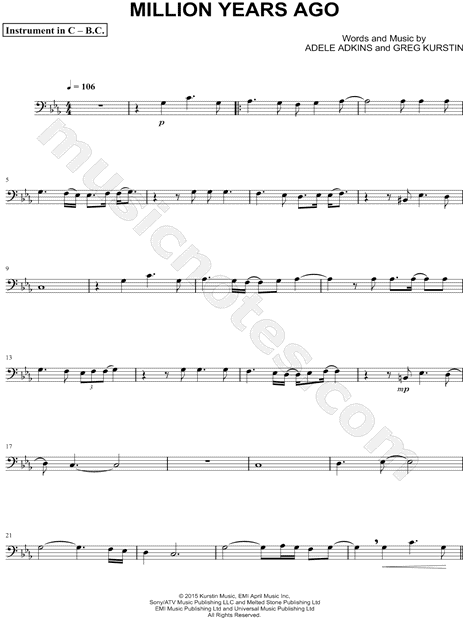 Collection: Million Years Ago - Bass Clef Instrument & Piano