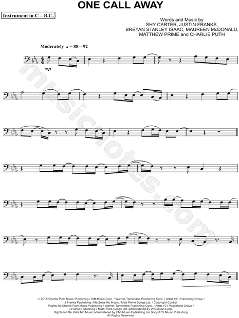 Collection: One Call Away - Bass Clef Instrument & Piano