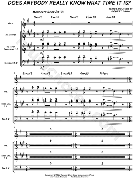 Collection: Does Anybody Really Know What Time It Is? - Horn  Section with Vocal