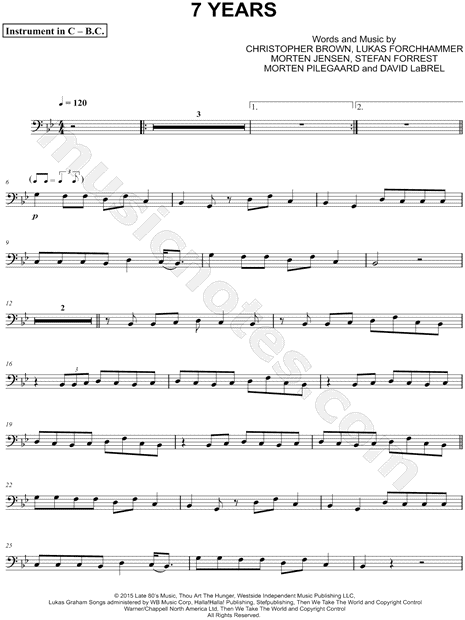 Collection: 7 Years - Bass Clef Instrument & Piano