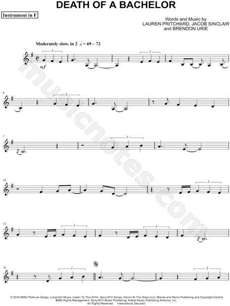 Collection: Death of a Bachelor - F Instrument & Piano