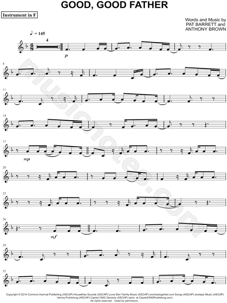 Collection: Good, Good Father - F Instrument & Piano