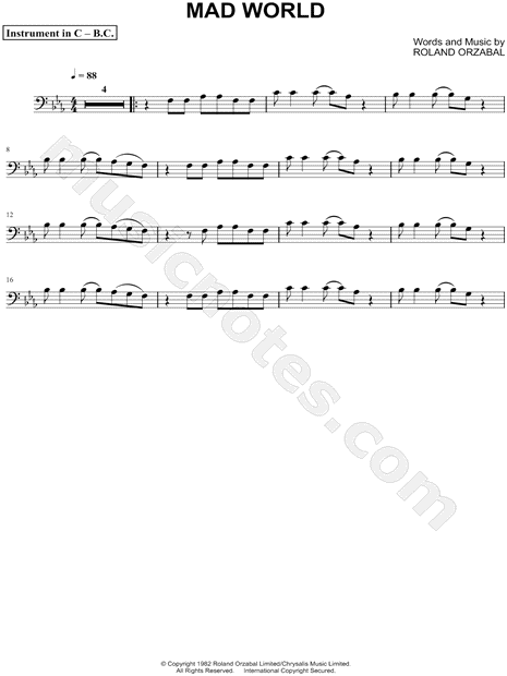 Collection: Mad World - Bass Clef Instrument & Piano