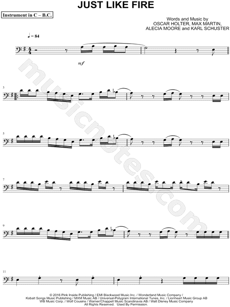 Collection: Just like Fire - Bass Clef Instrument & Piano