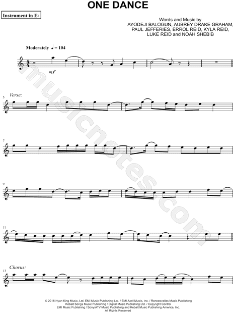 Collection: One Dance - Eb Instrument & Piano