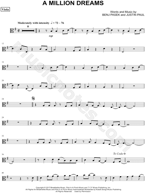 Collection: A Million Dreams - Viola & Piano