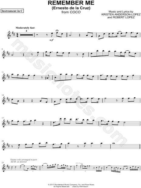Collection: Remember Me (Ernesto de la Cruz) - C Instrument & Piano