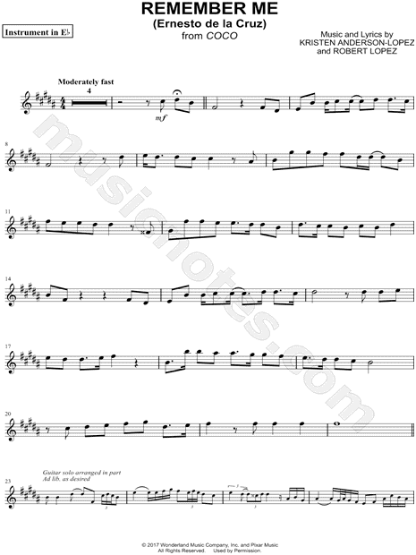 Collection: Remember Me (Ernesto de la Cruz) - Eb Instrument & Piano