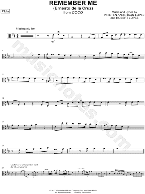Collection: Remember Me (Ernesto de la Cruz) - Viola & Piano