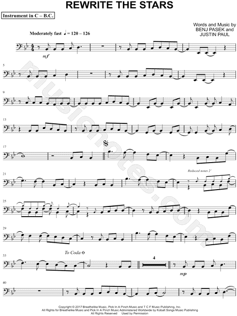 Collection: Rewrite the Stars - Bass Clef Instrument & Piano