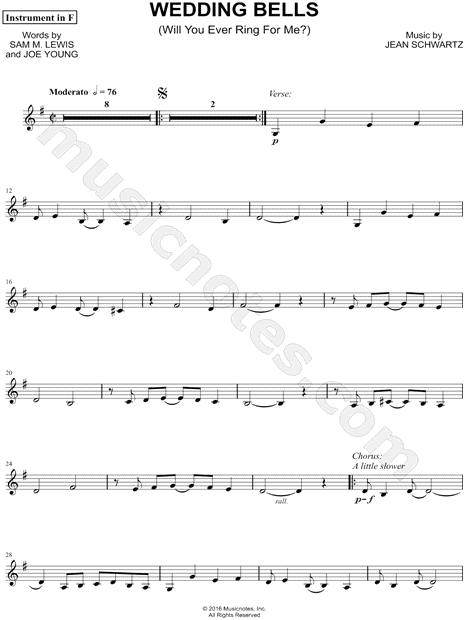 Collection: Wedding Bells (Will You Ever Ring for Me?) - F Instrument & Piano