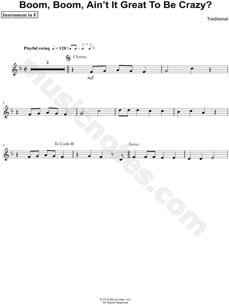 Collection: Boom, Boom, Ain't It Great to Be Crazy? - F Instrument & Piano