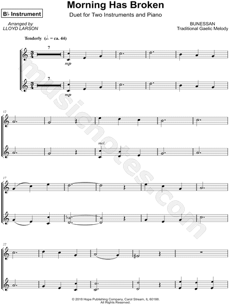 Collection: Morning Has Broken - Bb Instrument Duet & Piano