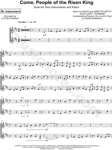 Collection: Come, People of the Risen King - Bb Instrument Duet & Piano