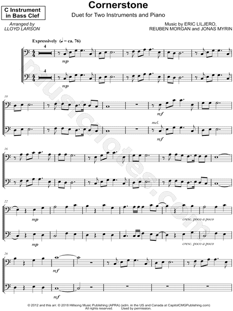 Collection: Cornerstone - Bass Clef Insrument Duet & Piano