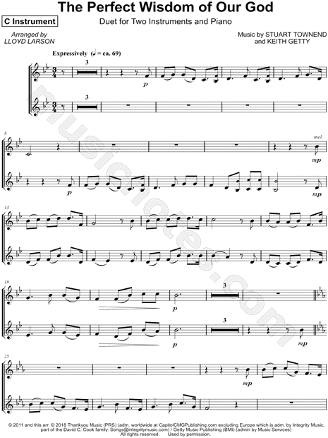 Collection: The Perfect Wisdom of Our God - C Instrument Duet & Piano