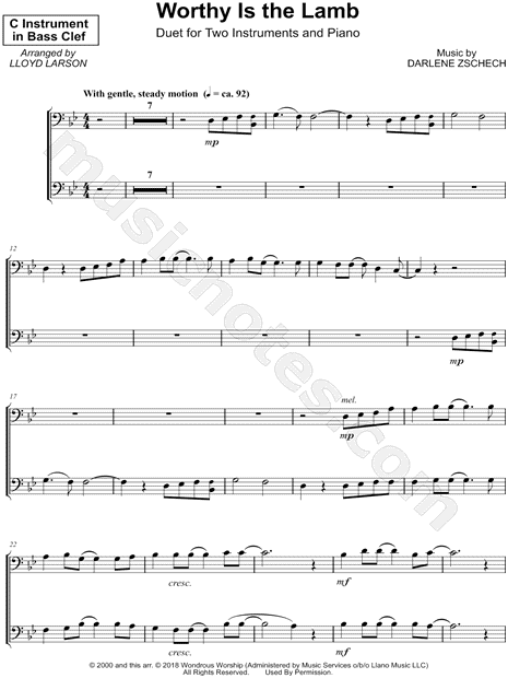 Collection: Worthy Is the Lamb - Bass Clef Instrument Duet & Piano