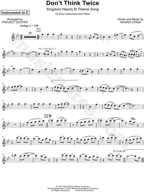 Collection: Don't Think Twice - C Instrument & Piano