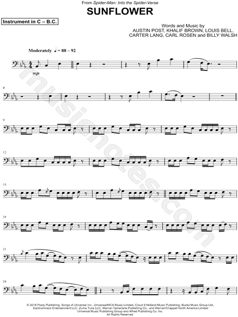 Collection: Sunflower - Bass Clef Instrument & Piano