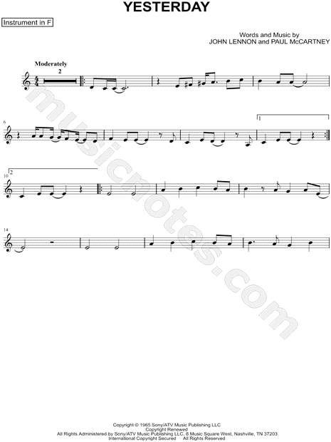 Collection: Yesterday - F Instrument & Piano