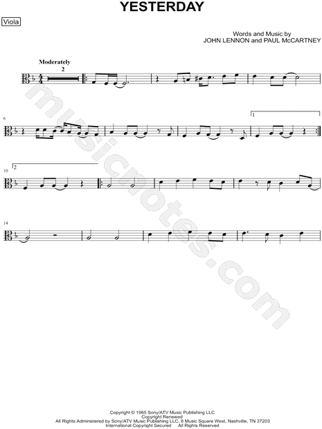 Collection: Yesterday - Viola & Piano