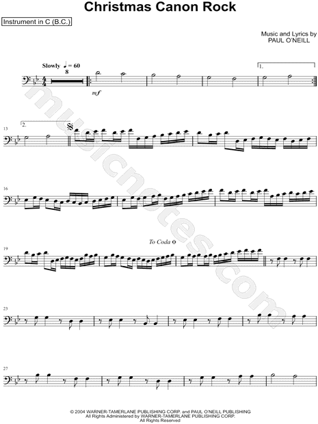 Collection: Christmas Canon Rock - Bass Clef Instrument & Piano