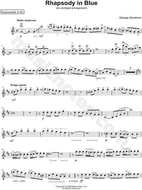 Collection: Rhapsody in Blue [abridged] - Eb Instrument & Piano