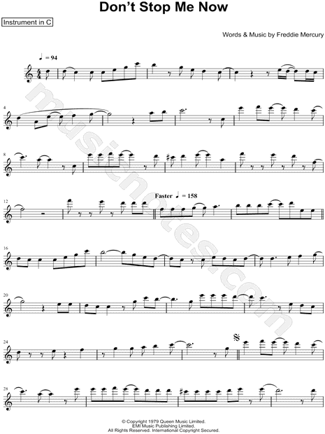Collection: Don't Stop Me Now - C Instrument & Piano