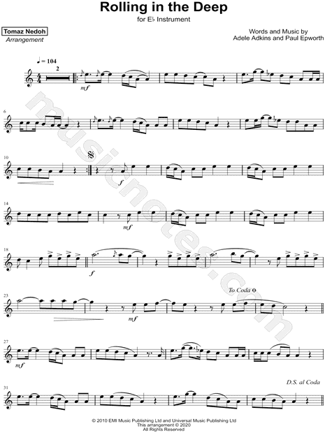 Collection: Rolling in the Deep - Eb Instrument & Piano