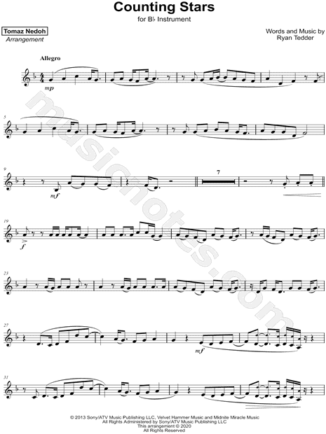 Collection: Counting Stars - Bb Instrument & Piano