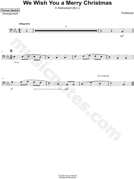 Collection: We Wish You a Merry Christmas - Bass Clef Instrument & Piano