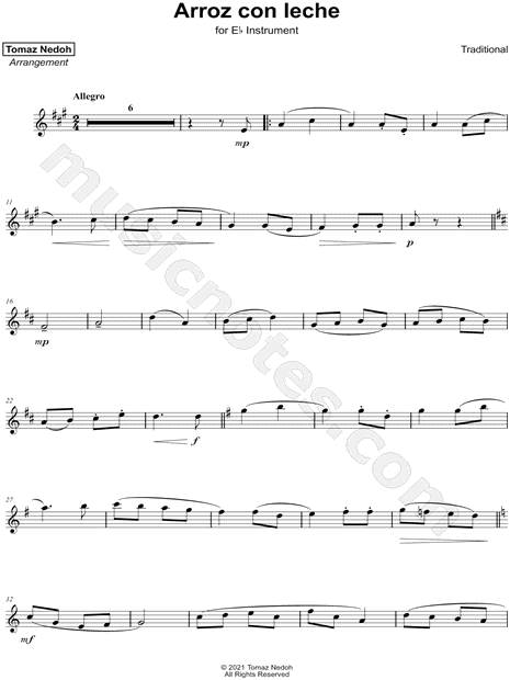 Collection: Arroz con Leche - Eb Instrument & Piano