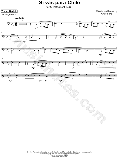 Collection: Si vas para Chile - Bass Clef Instrument & Piano