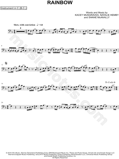 Collection: Rainbow - Bass Clef Instrument & Piano