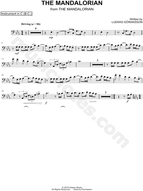 Collection: Star Wars: The Mandalorian (Main Theme) - Bass Clef Instrument & Piano