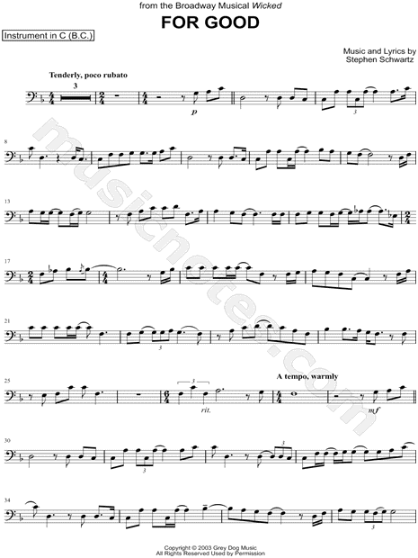 Collection: For Good - Bass Clef Instrument & Piano