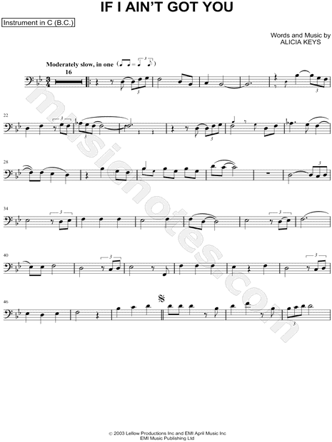 Collection: If I Ain't Got You - Bass Clef Instrument & Piano