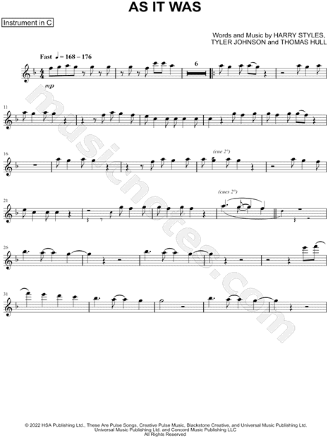 Collection: As It Was - C Instrument & Piano