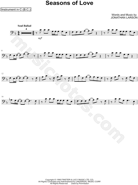 Collection: Seasons of Love - Bass Clef Instrument & Piano