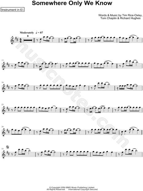 Collection: Somewhere Only We Know - Eb Instrument & Piano