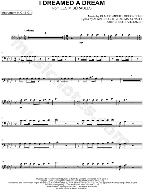 Collection: I Dreamed a Dream - Bass Clef Instrument & Piano