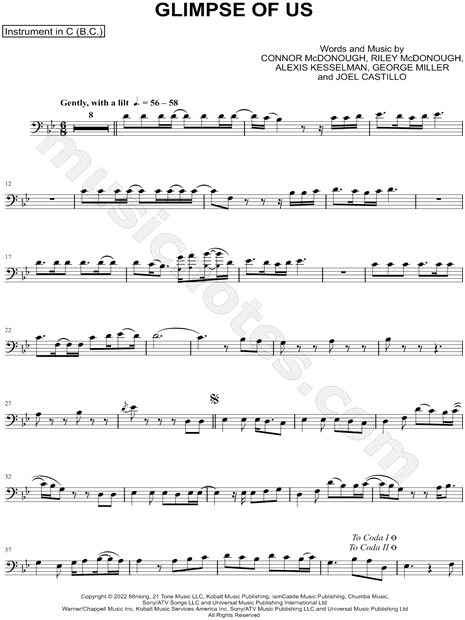 Collection: Glimpse of Us - Bass Clef Instrument & Piano