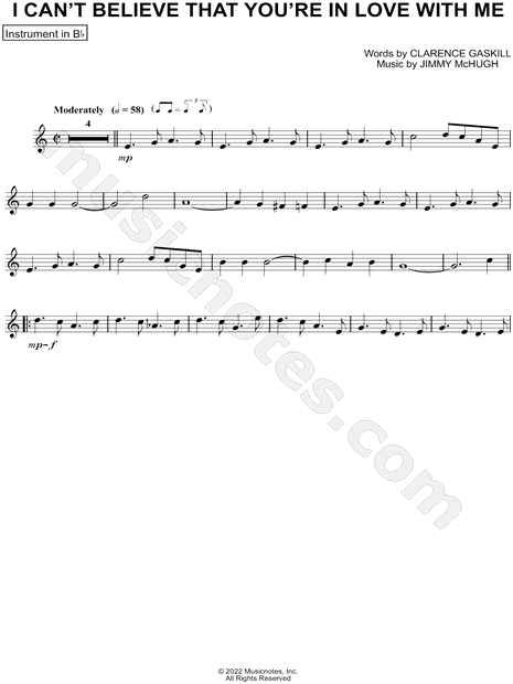 Collection: I Can't Believe That You're In Love With Me - Bb Instrument & Piano