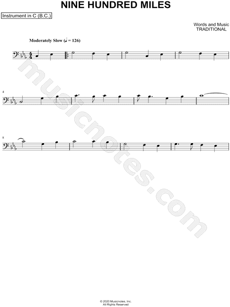 Collection: Nine Hundred Miles - Bass Clef Instrument & Piano